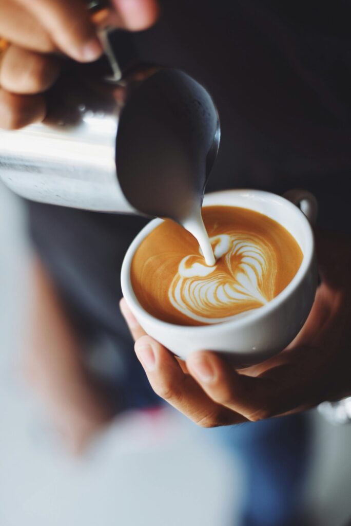 Serving Coffee on White Cup